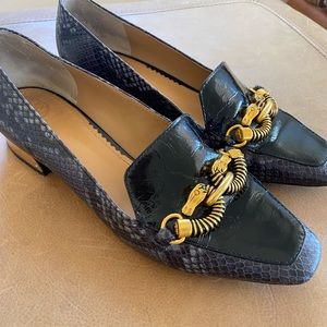 Tory Burch Snake gold heel loafers